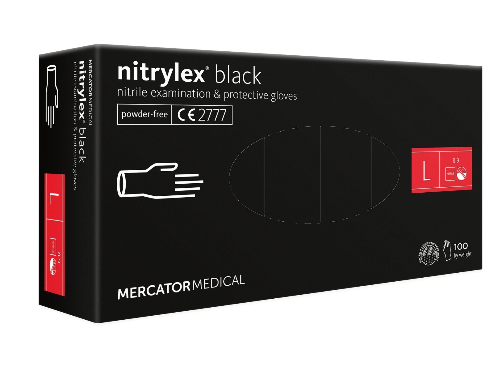 Rękawice Nitrylex Black L Mercator Bezpudrowe A100